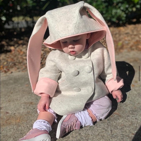 Little Goodall Six Button Bunny Coat in Barely Pink - Picture 5 of 10